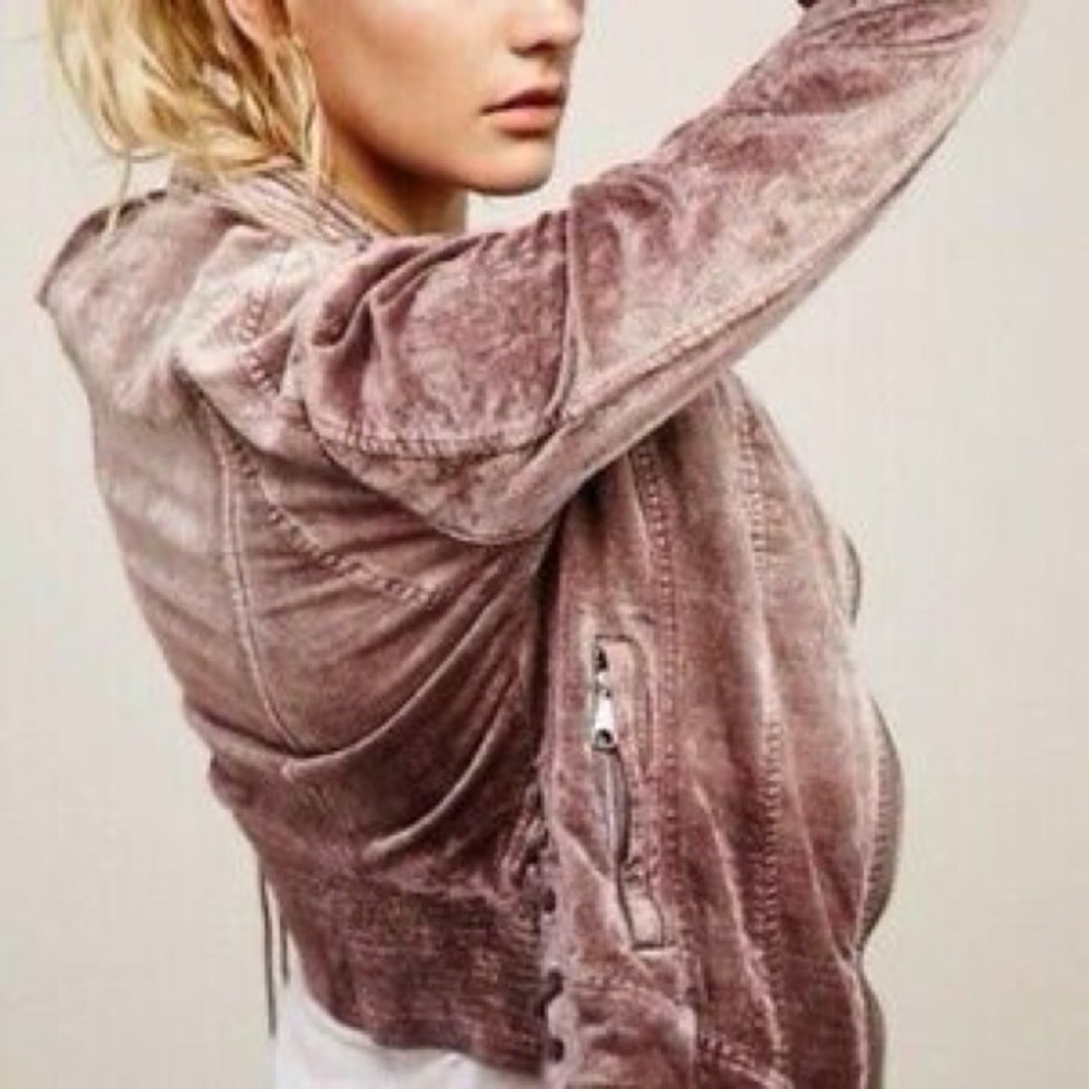 Free People Velvet Jacket in Dusty Pink